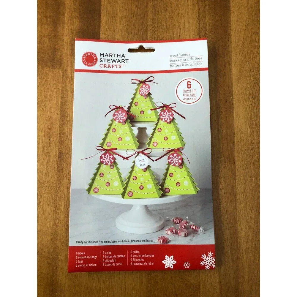 Martha Stewart Crafts Peppermint Winter Tree Treat Boxes 6 Pack 2013 NEW